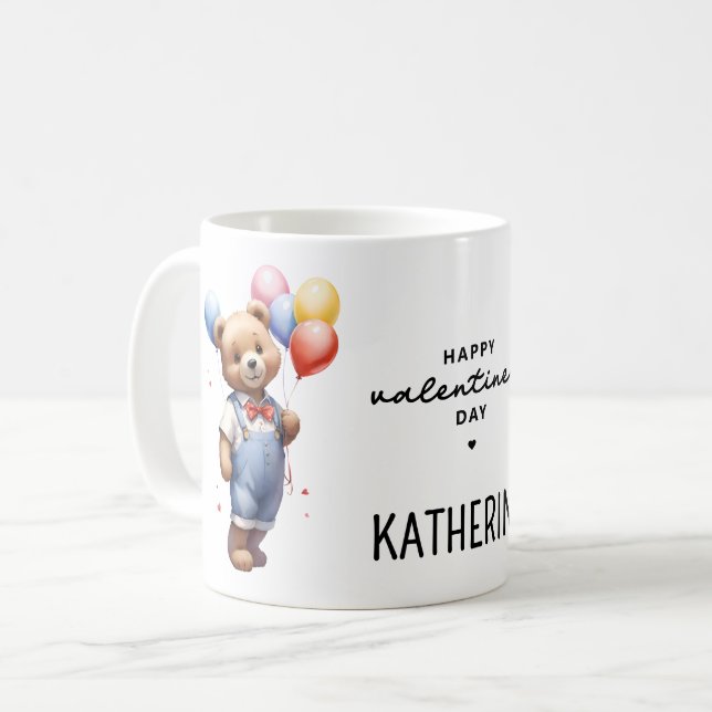 Personalisierter Niedlicher Valentinstag Wasserfar Kaffeetasse (Vorderseite Links)