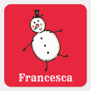 Personalisierter Niedlicher Weihnachtsaufkleber Quadratischer Aufkleber