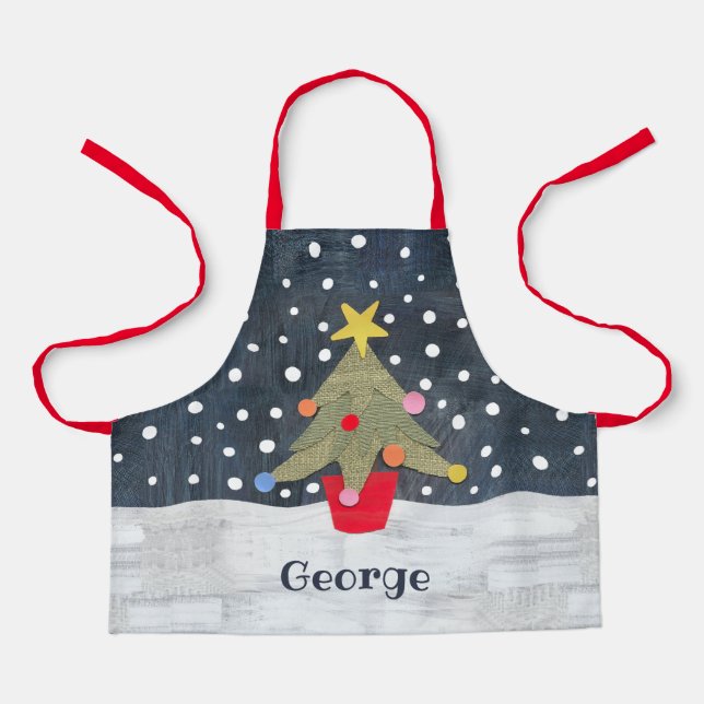 Personalisierter Niedlicher Weihnachtsbaum Schürze (Vorderseite)