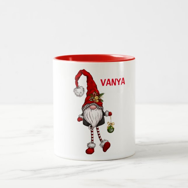 Personalisierter Niedlicher Weihnachtsbummel Zweifarbige Tasse (Mittel)