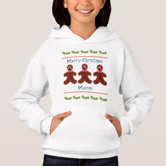 Personalisierter Niedlicher Weihnachtsgingerbrot M Hoodie (Vorderseite)