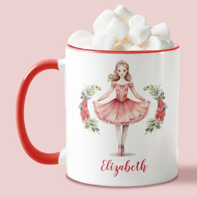 Personalisierter Niedlicher Weihnachtsknacker Ball Tasse (Personalize this cute Christmas ballerina mug for someone special. )