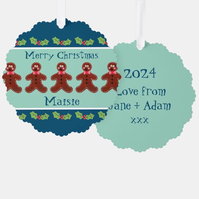 Personalisierter Niedlicher Weihnachtsmann Ornament Karte (Vorderseite/Rückseite)