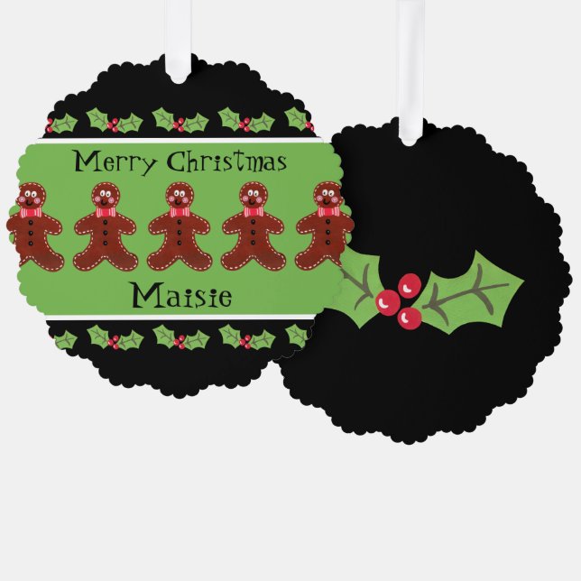 Personalisierter Niedlicher Weihnachtsmann Ornament Karte (Vorderseite/Rückseite)