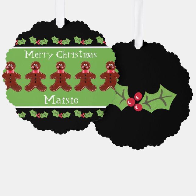 Personalisierter Niedlicher Weihnachtsmann Ornament Karte (Vorderseite/Rückseite)