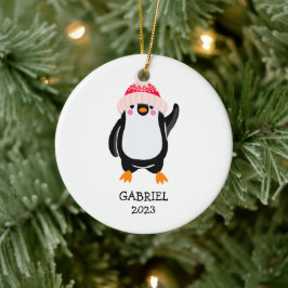 Personalisierter Niedlicher Weihnachtspenguin in R Keramik Ornament