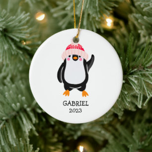 Personalisierter Niedlicher Weihnachtspenguin in R Keramik Ornament