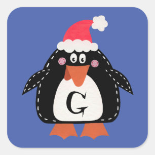 Personalisierter Niedlicher Weihnachtspinguin-Aufk Quadratischer Aufkleber