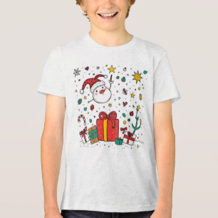 personalisierter niedlicher Weihnachtstee für Kind Tri-Blend Shirt
