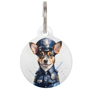 Personalisierter Niedlicher Welpenhund in Polizeiu Haustiermarke