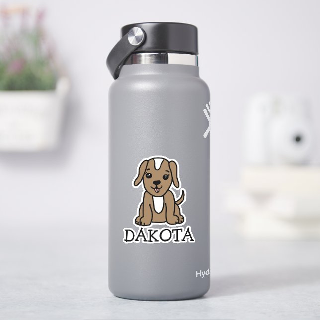 Personalisierter Niedlicher Welpenhundemarke Aufkleber (HydroFlask)