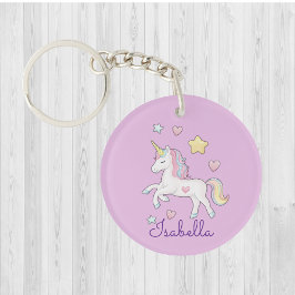 Personalisierter Niedlicher Whimsical Unicorn Rege Schlüsselanhänger