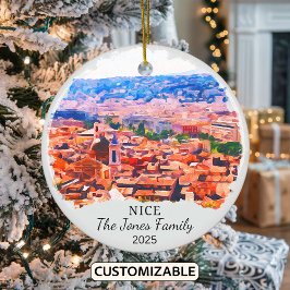 Personalisierter Nizza-Ornament, französisches Ges Keramik Ornament