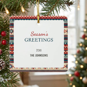 Personalisierter nordischer Fair Isle Weihnachtssc Keramikornament