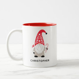 Personalisierter Nordischer Weihnachtsgnome Zweifarbige Tasse