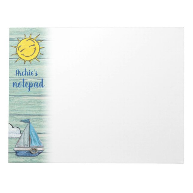 Personalisierter Notepad 3 Driftwood Beach Design Notizblock (Vorderseite)