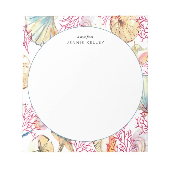 Personalisierter Notepad, Muscheln am Strand Notizblock (Vorderseite)