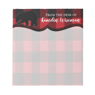 Personalisierter Notepad Red Buffalo Kariert Bear  Notizblock