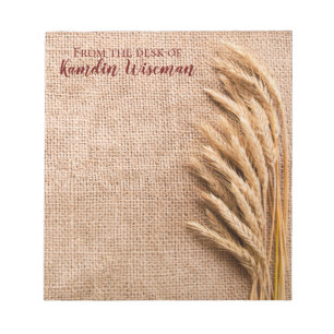 Personalisierter Notepad Wheat auf Burlap Sack Cou Notizblock