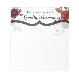 Personalisierter Notepad White Roses Gold Geometri Notizblock
