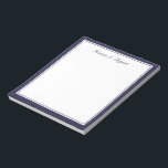 Personalisierter Notizblock an der blauen Grenze<br><div class="desc">Navy personalisierte Notizblock mit doppelter Grenze,  Skripttext.</div>