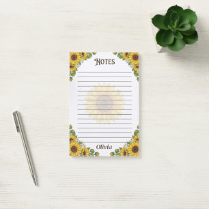 Personalisierter Notizblock mit Sonnenblumen-Linie