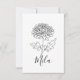 Personalisierter November Chrysanthemum Birth Blum Dankeskarte