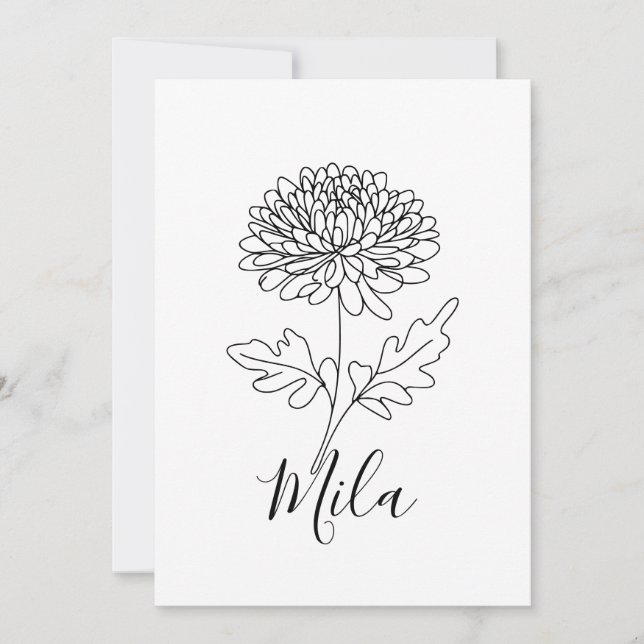 Personalisierter November Chrysanthemum Birth Blum Einladung (Vorderseite)