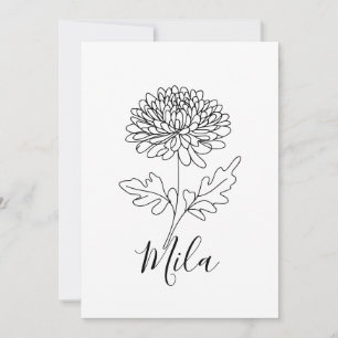 Personalisierter November Chrysanthemum Birth Blum Einladung