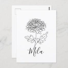 Personalisierter November Chrysanthemum Birth Blum Postkarte