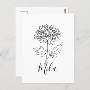 Personalisierter November Chrysanthemum Birth Blum Postkarte