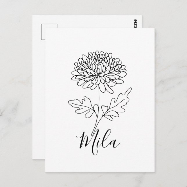 Personalisierter November Chrysanthemum Birth Blum Postkarte (Vorne/Hinten)