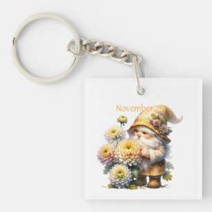 Personalisierter November Geburtsmonat Garten Gnom Schlüsselanhänger