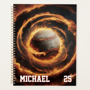 Personalisierter Nummer- und Namens-Baseball auf F Planer