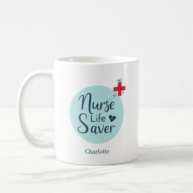 Personalisierter Nurse Life Saver Kaffeetasse (Links)