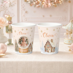Personalisierter Nussknacker-Foto-Schneeball-Gebur Pappbecher