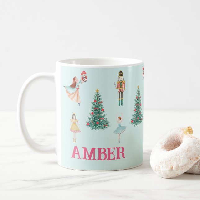 Personalisierter Nutcracker & Ballerina Niedliche  Kaffeetasse (Mit Donut)