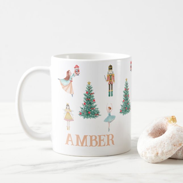 Personalisierter Nutcracker & Ballerina Niedliche  Kaffeetasse (Mit Donut)