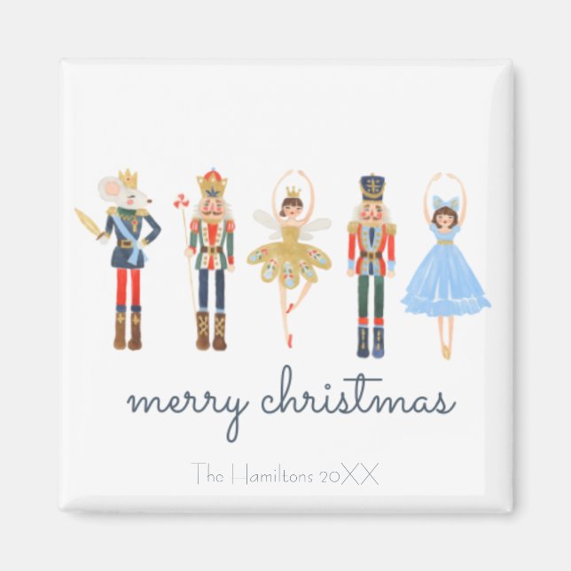 Personalisierter Nutcracker Frohe Weihnachten Magnet (Vorne)