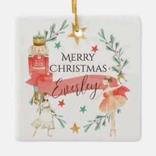 Personalisierter Nutcracker Thema Weihnachtsschmuc Keramikornament