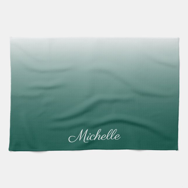 Personalisierter Ober-Farbverlauf grün Geschirrtuch (Horizontal)