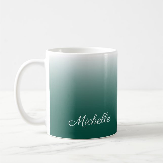 Personalisierter Ober-Farbverlauf grün Kaffeetasse (Links)