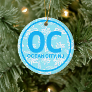 Personalisierter OC Ocean City New Jersey NJ Blue Keramik Ornament