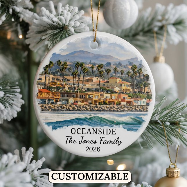 Personalisierter Oceanside-Schmuck, Benutzerdefini Keramik Ornament (Von Creator hochgeladen)
