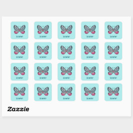 Personalisierter Oktober Aquamarin Glasswing Butte Quadratischer Aufkleber