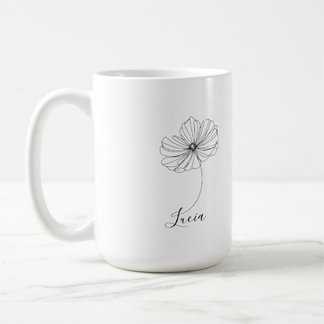 Personalisierter Oktober Cosmos Geburtstagsgeschen Kaffeetasse (Links)