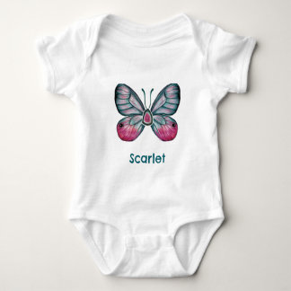 Personalisierter Oktober Pink Glasswing Butterfly Baby Strampler