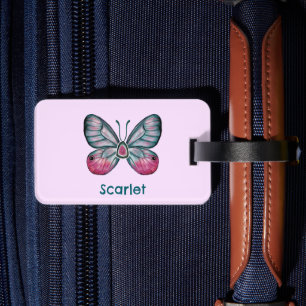Personalisierter Oktober Pink Glasswing Butterfly  Gepäckanhänger