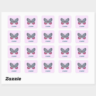 Personalisierter Oktober Pink Glasswing Butterfly  Quadratischer Aufkleber