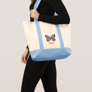 Personalisierter Oktober Pink Glasswing Butterfly  Tragetasche